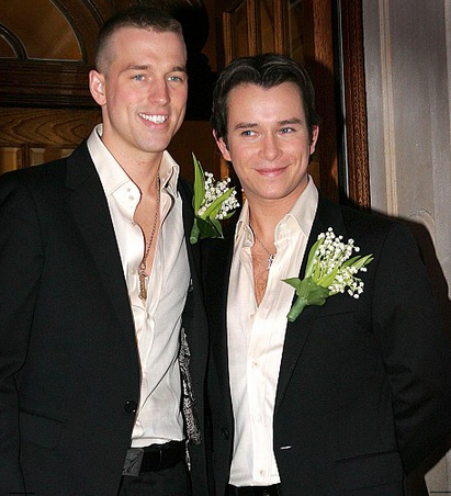 Stephen and Andrew Cowles following their civil partnership ceremony in 2006.