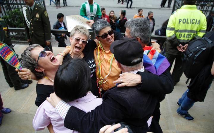 Marriage equality campaigners celebrate the ruling