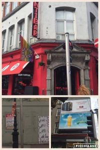 The Pantibar sign compared to the billboard opposite the bar