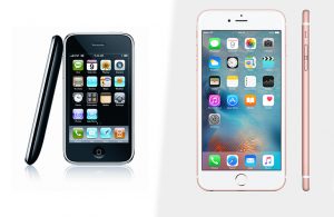 the 2009 iPhone left vs the iPhone 6s showing that a lot can change in five years, like it might have in Maynooth