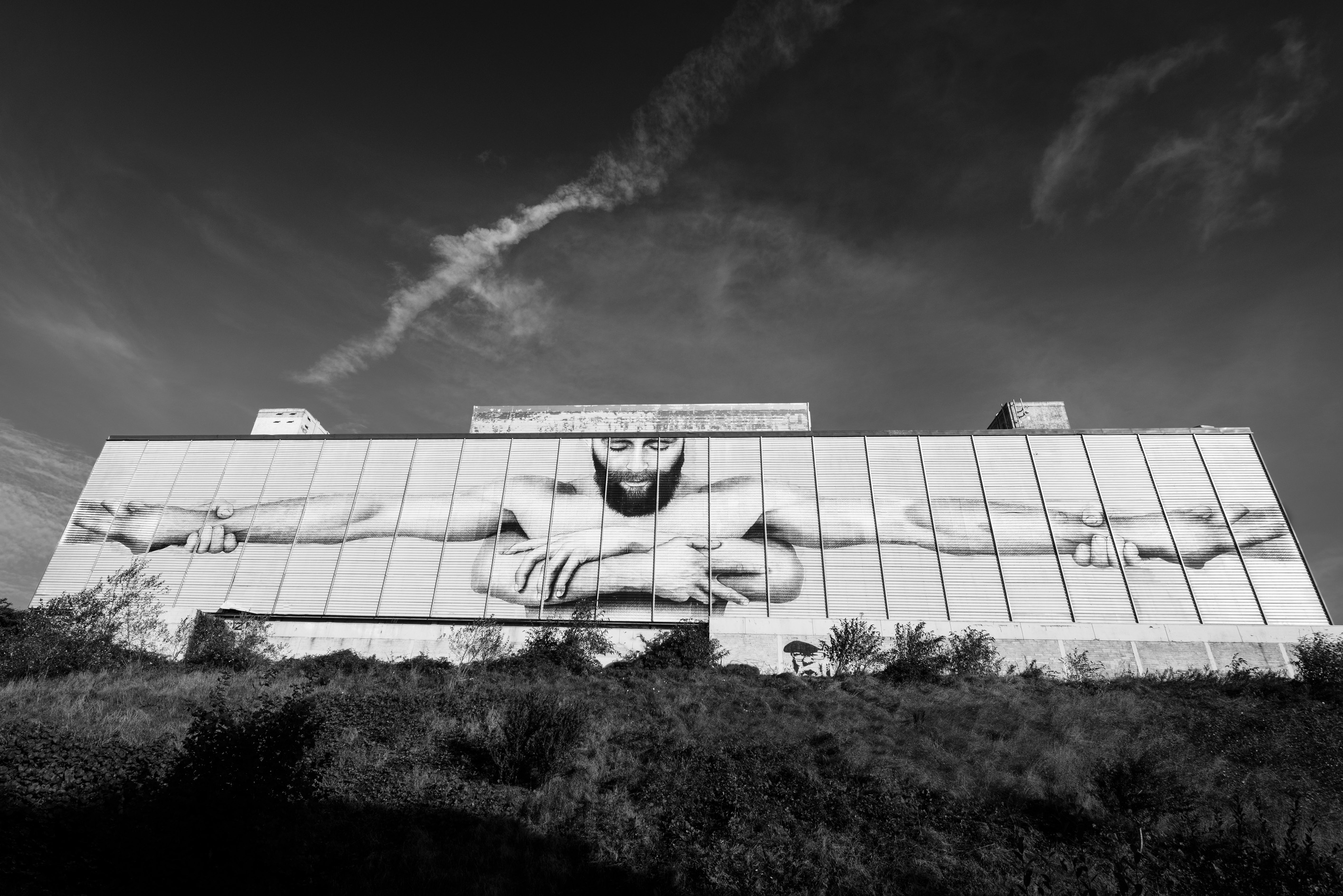 A low angle shot of Joe Caslin's Waterford Mural