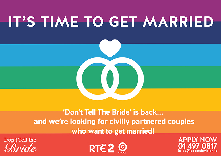 It's time to get married rainbow banner for don't tell the bride