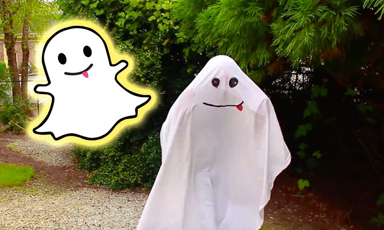 Snapchat ghost which is one of the non-binary halloween costumes