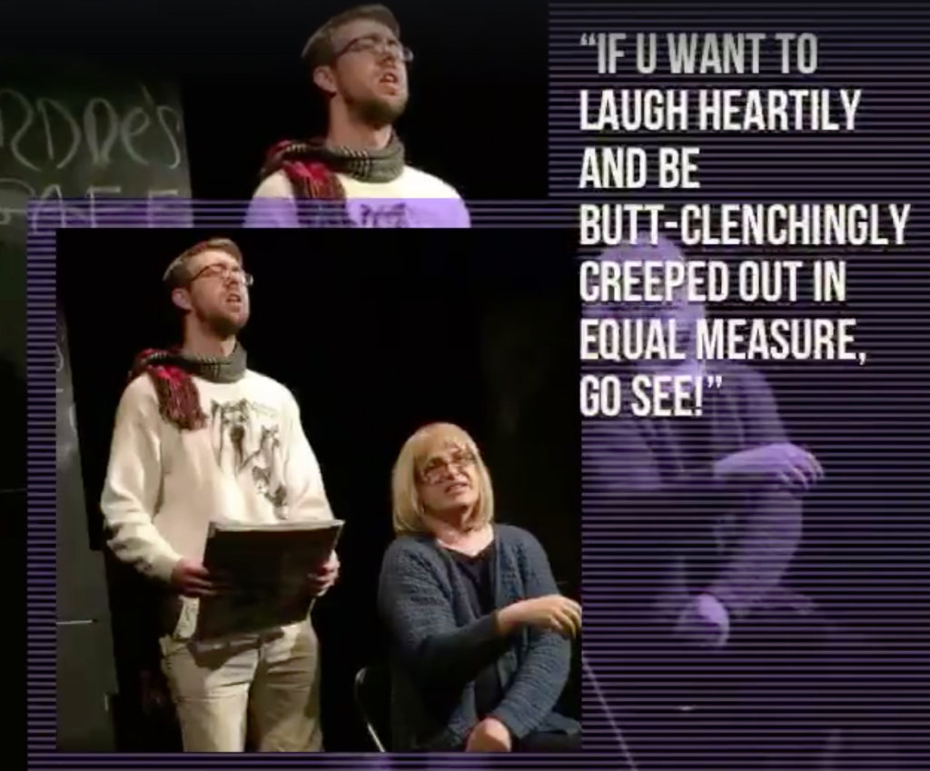 A quote from someone who saw the ref alongside two actors with one of them sitting down, the other standing