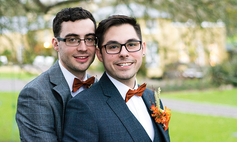 A same-sex couple for Real Weddings at the Ballinacurra House venue