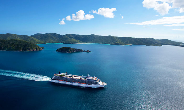 An aerial photo of an LGBT friendly cruise ship