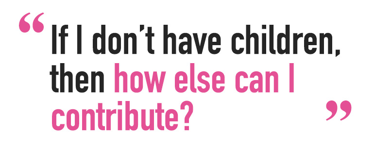 A quote from Andy kane saying: If I don't have children, then how else can I contribute?"