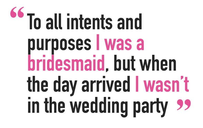 A quote staying 'To all intents and purposes I was a bridesmaid, but when the day arrived I wasn't in the wedding party' for Andy Kane's article about children and how he can contribute to society