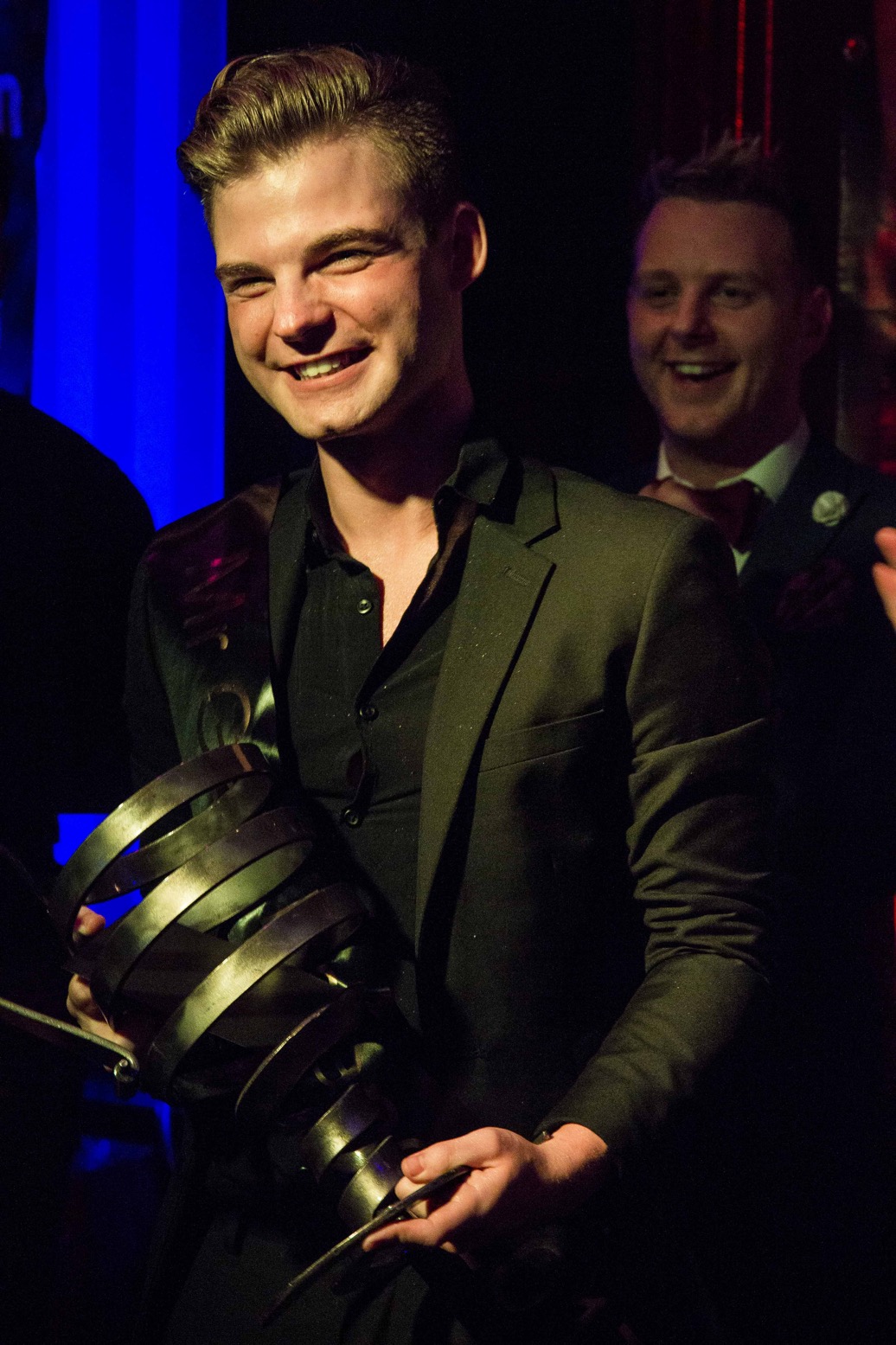 Stephen Lehane holding the MGI cup as the winner of Mr Gay Ireland 2017
