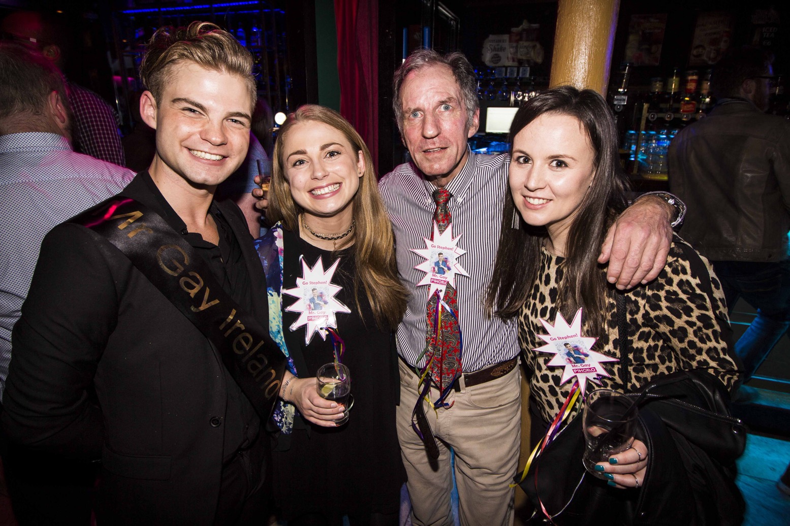 Stephen Lehane and two women and a man as the winner of Mr Gay Ireland 2017