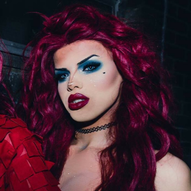 Drag performer Angelina Lovelace posing for the camera
