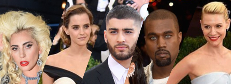 Five celebrities pose in technology inspired fashion at the 2016 Met Gala