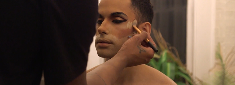 Michael Alexander becoming a drag queen in Drag Mother Birthing a Drag Queen