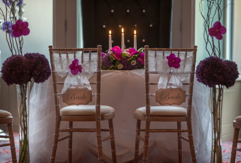 Trinity City Hotel with two Bride chairs where the Vintage Wedding Party will take place