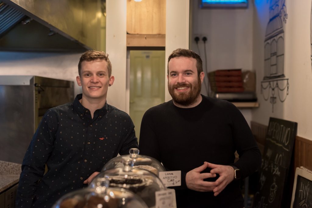 Renan and Paul Keville standing inside Aperitivo