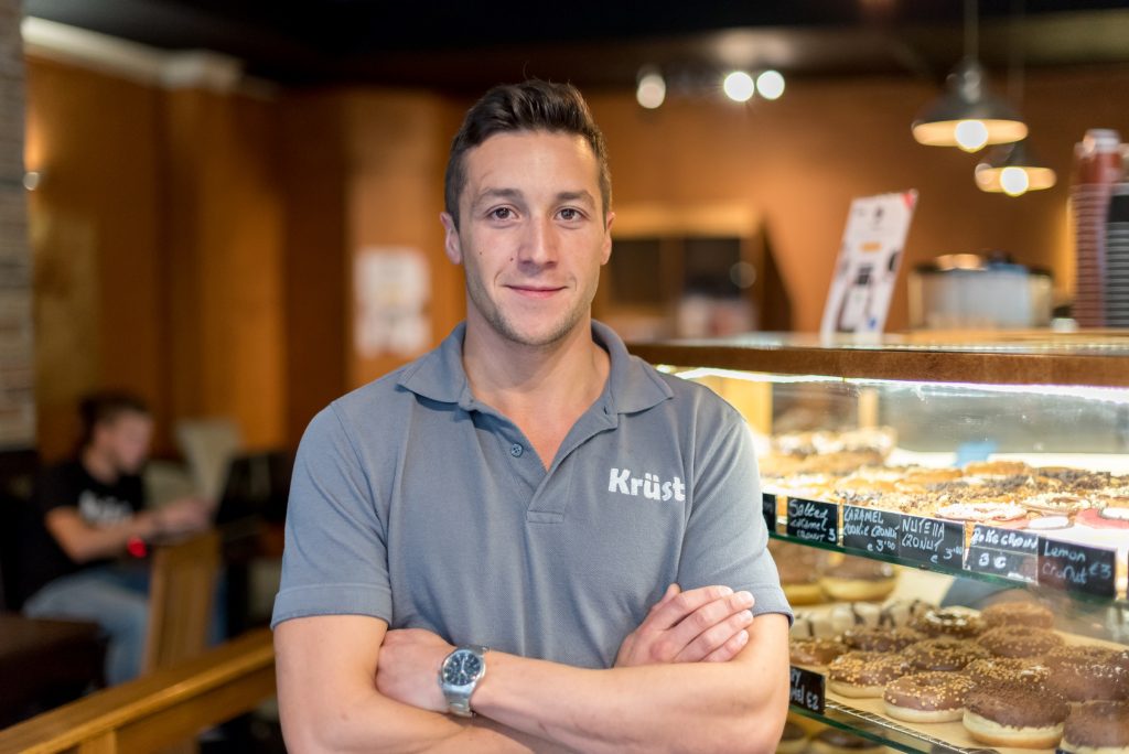 Krüst Bakery's manager inside the store