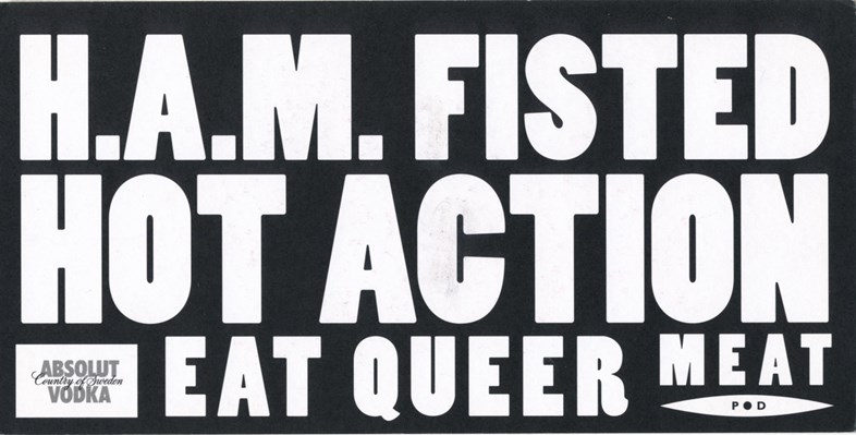 Pilly Willy club flyer for H.A.M. with white lettering on speckled black background