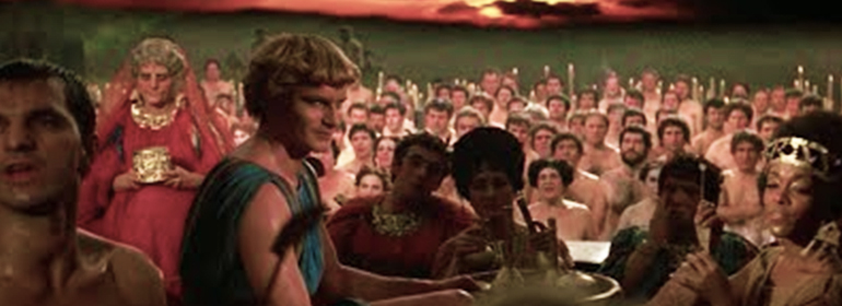 Hordes of romans in a still image from Satyricon, the movie being screened by Dublin Film Qlub