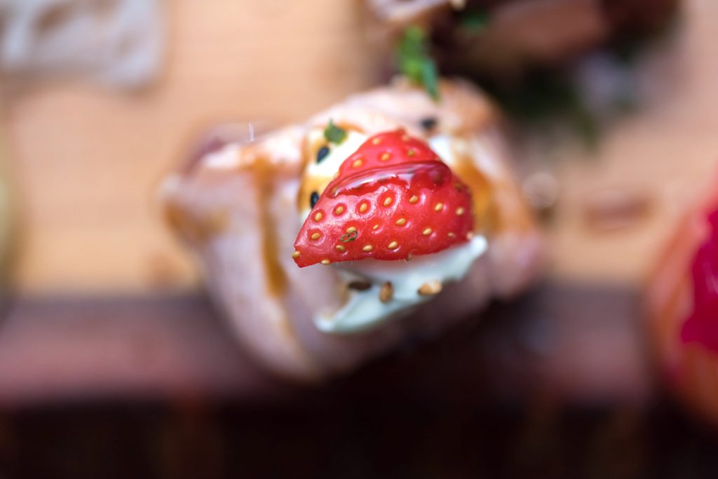 A strawberry on sushi from Yamamori Sushi, who's manager Graham Ryan we interviewed in this month's Amuse Bouche