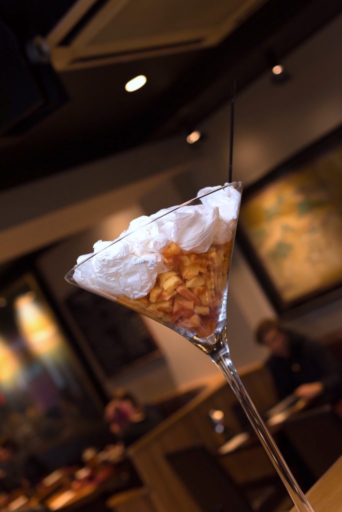 A cocktail glass filled with cream from Yamamori Sushi, who's manager Graham Ryan we interviewed in this month's Amuse Bouche