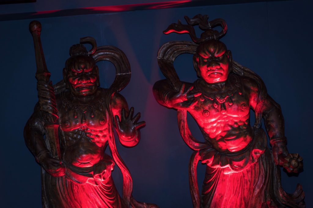 statues illuminated with red light from Yamamori Sushi, who's manager Graham Ryan we interviewed in this month's Amuse Bouche