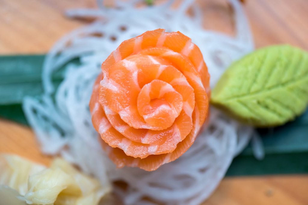 Salmon on shredded rice with wasabi from Yamamori Sushi, who's manager Graham Ryan we interviewed in this month's Amuse Bouche