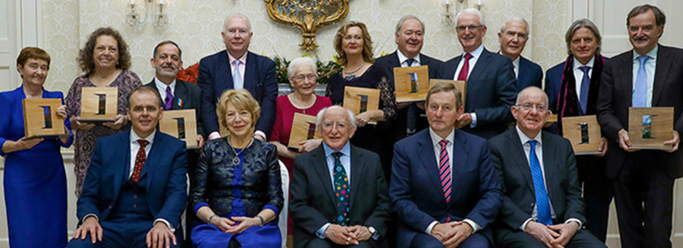 Irish diaspora awards with Brendan Fay, Kathleen Walsh D'Arcy and President Michael D Higgins