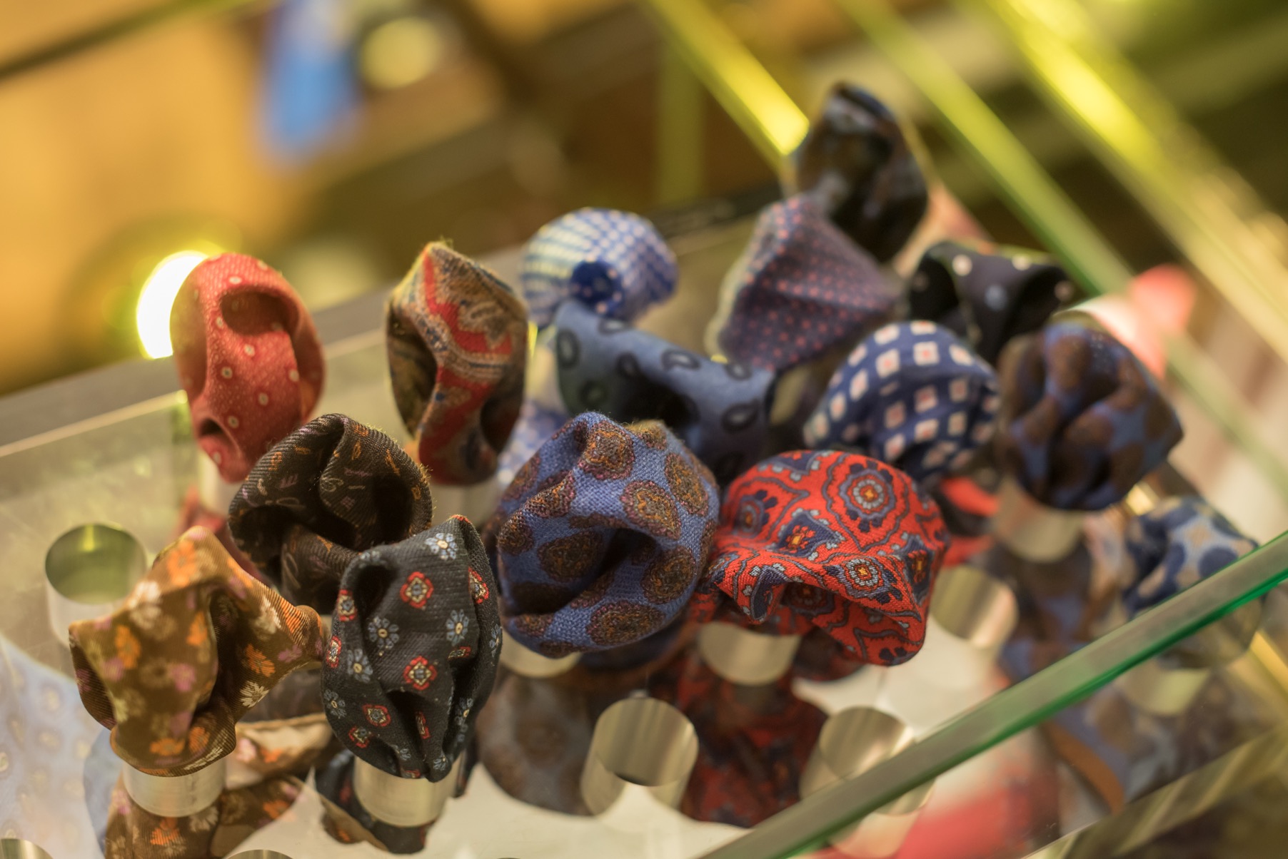 Pocket squares at a Louis Copeland store