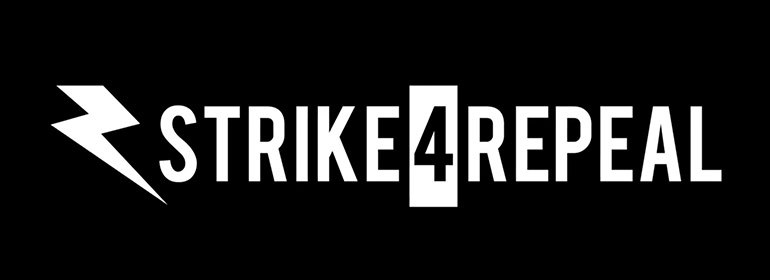 The Strike 4 Repeal logo with a lightning bolt to the left of it