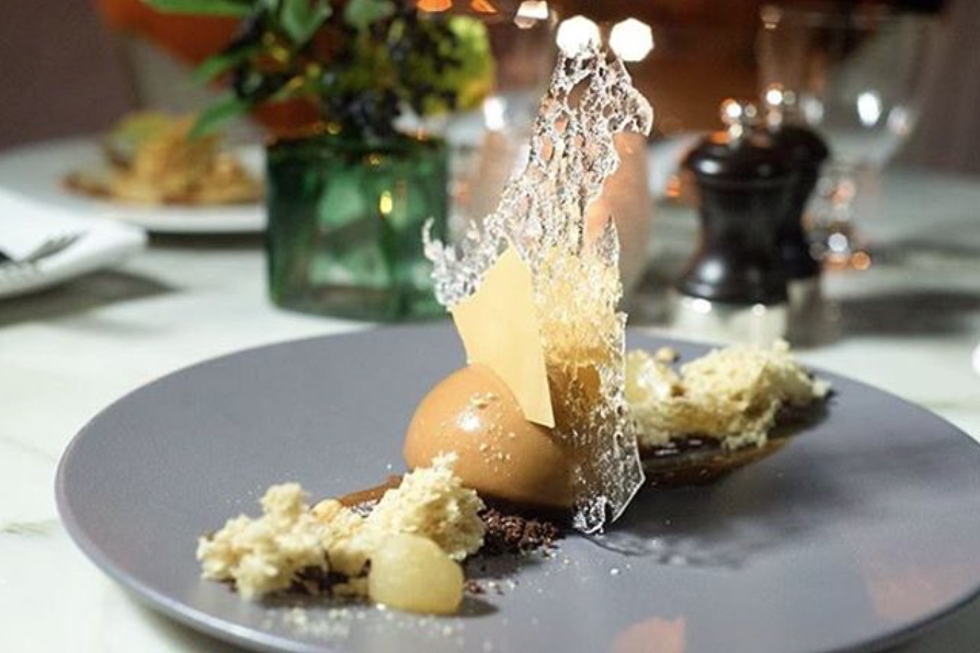 An intricate looking dish on a plate at Wilde restaurant, the place reviewed by James Kavanagh