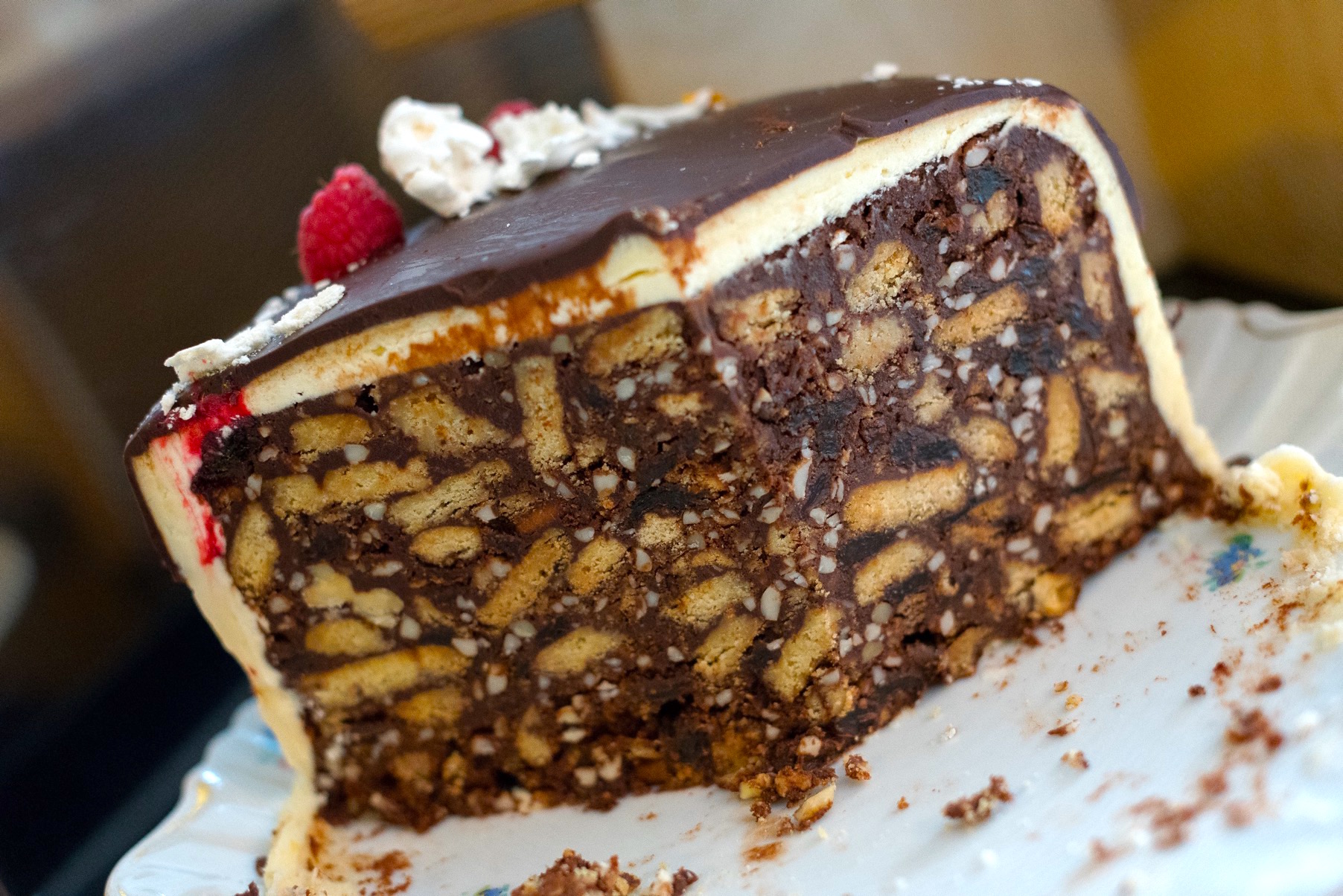 A delicious Chocolate biscuit cake at the cake cafe and slice which are both owned by Ray O'Neill