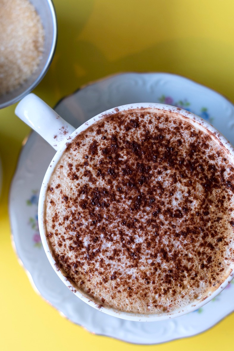 A cappuccino at the cake cafe and slice which are both owned by Ray O'Neill