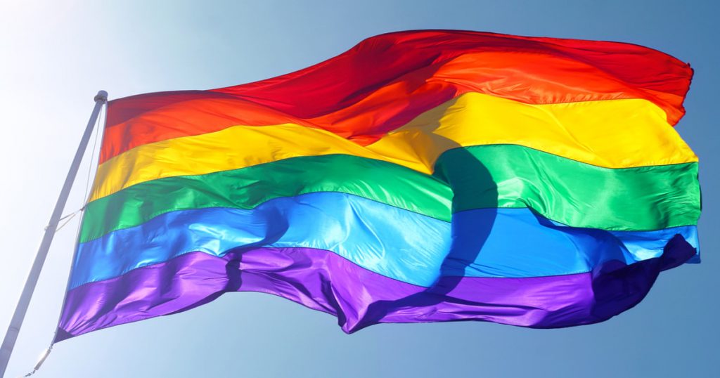 Pride flag blown by the wind