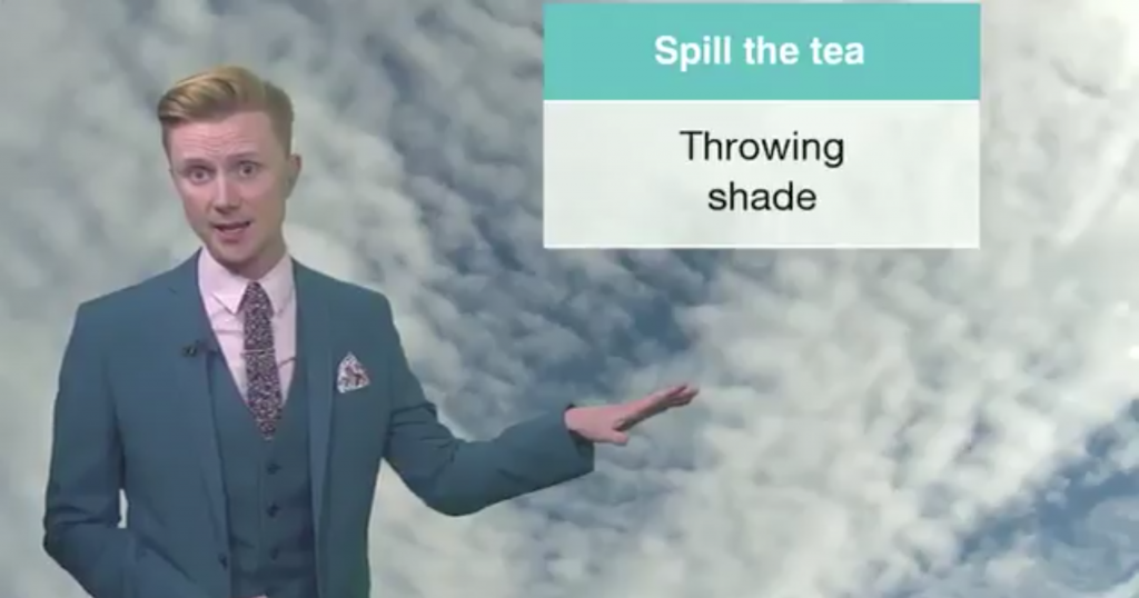 BBC presenter Owain Wyn Evans during his weather forecast