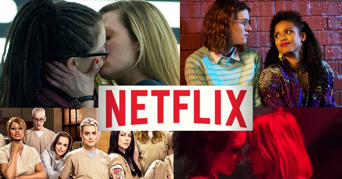 collage of four lesbian themed tv shows on Netflix