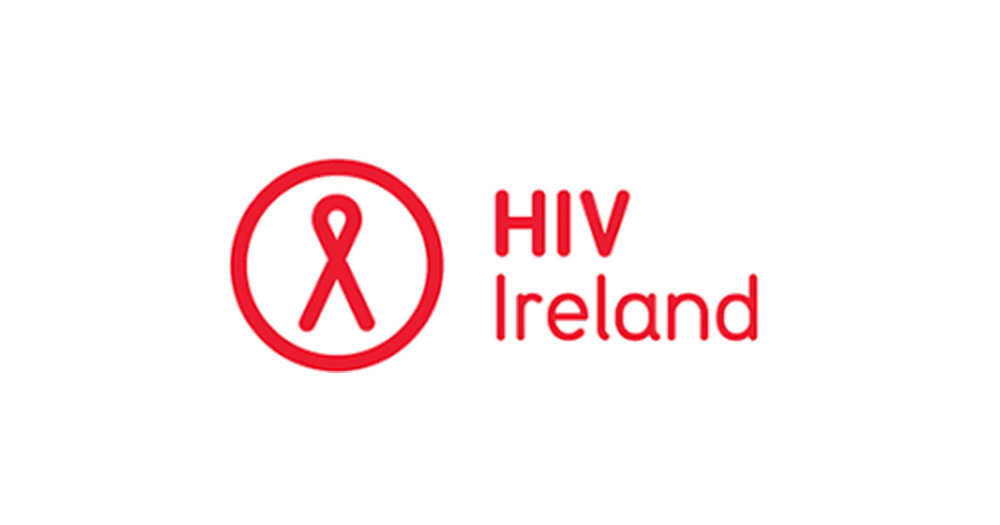The HIV Ireland logo with a red ribbon inside a circle