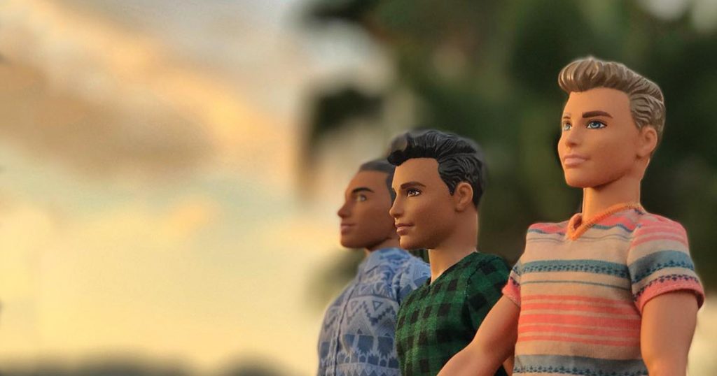 Three ken dolls in front of a picturesque sunset from the instagram parody account that is hitting the nail on the head