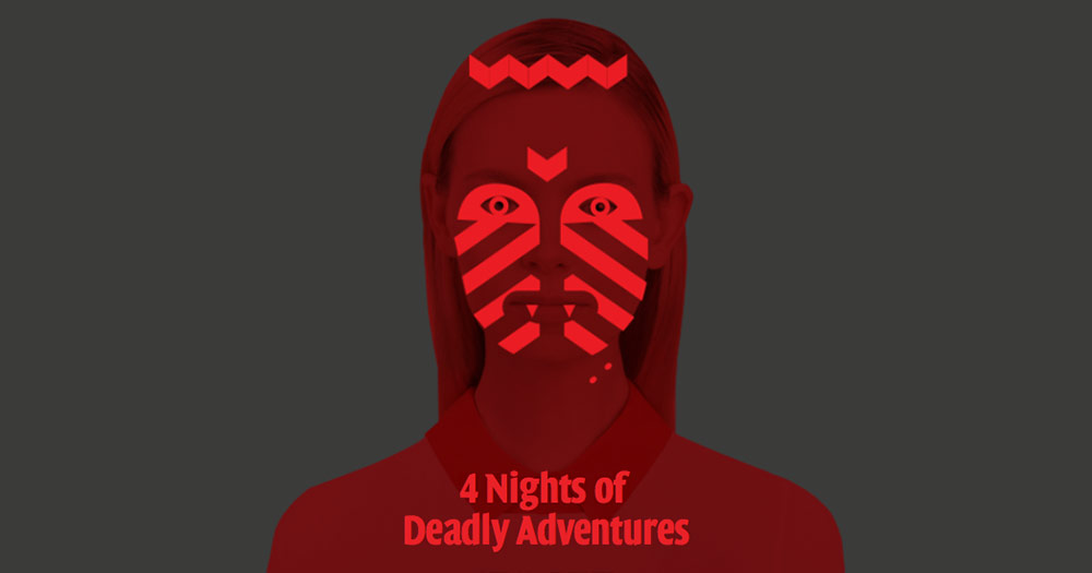 A woman in red with vampire fangs drawn on for Halloween's Bram Stoker Festival this weekend