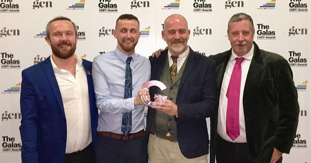 KnowNow founder Adam Shanley holding an award at The GALAS 2017