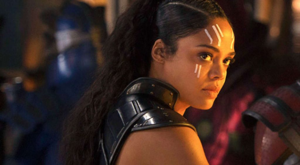 Valkyrie from Thor: Ragnarok is looking sideway