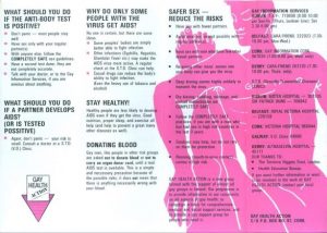 Photo of the first ever gay heakth action leaflet detailing how to have safer sex