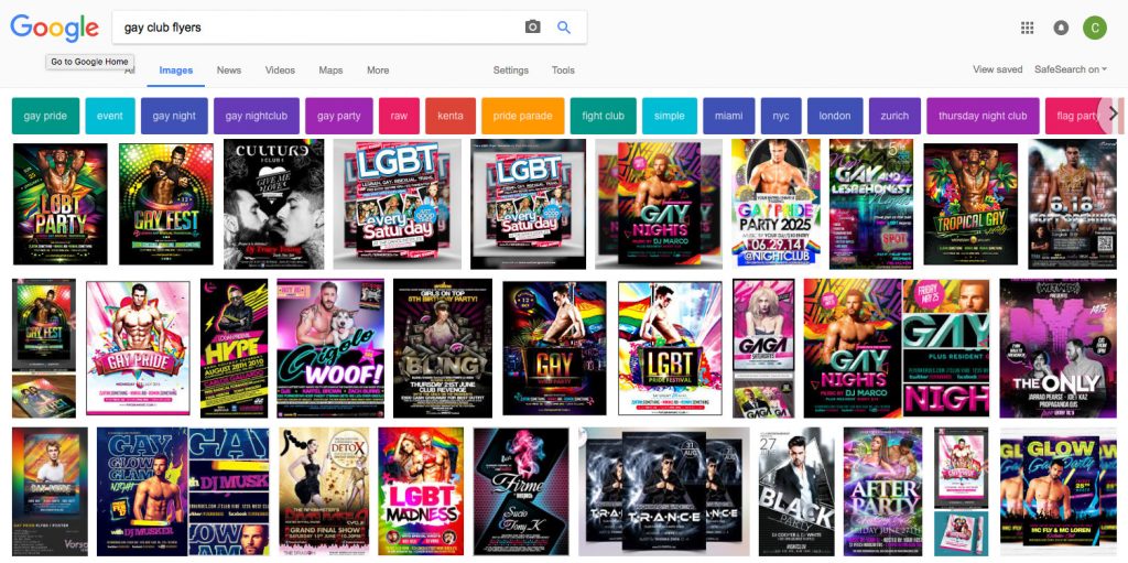 results of a google image search for ' gay club flyer '