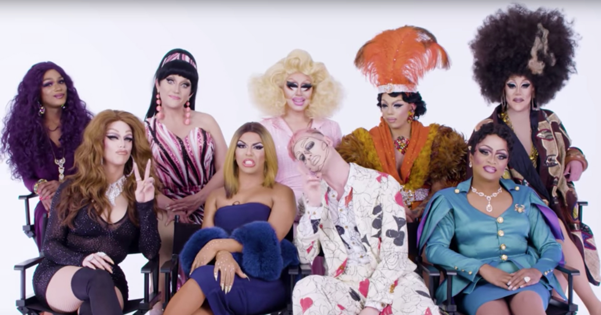 The cast of Drag Race All Stars 3 reacting to the previous season reading challenge