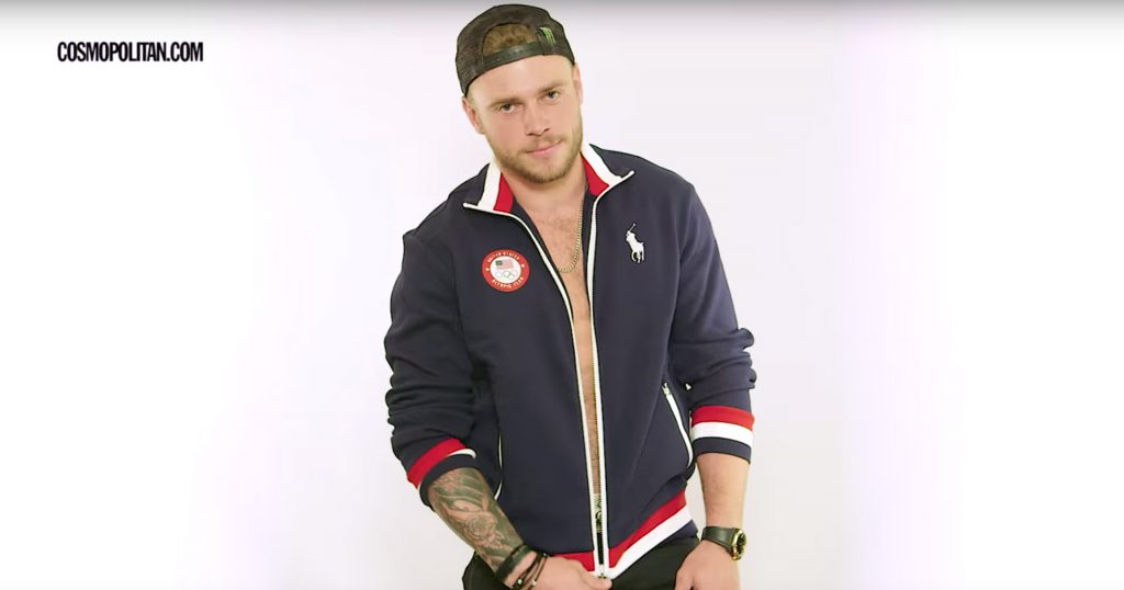 A member of the USA Winter Olympics stripping off for Cosmopolitan