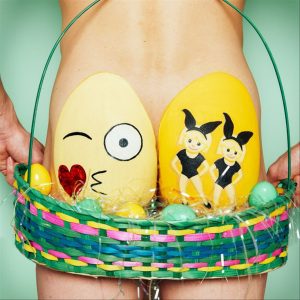 Butt painted as Easter egg