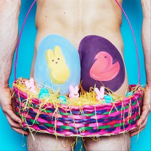 Butt painted as Easter egg