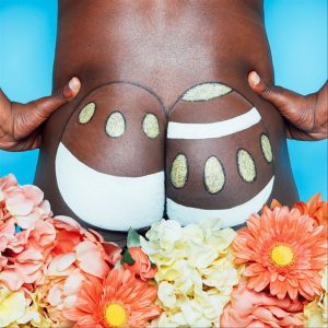Butt painted as Easter egg