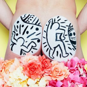 Butt painted as Easter egg