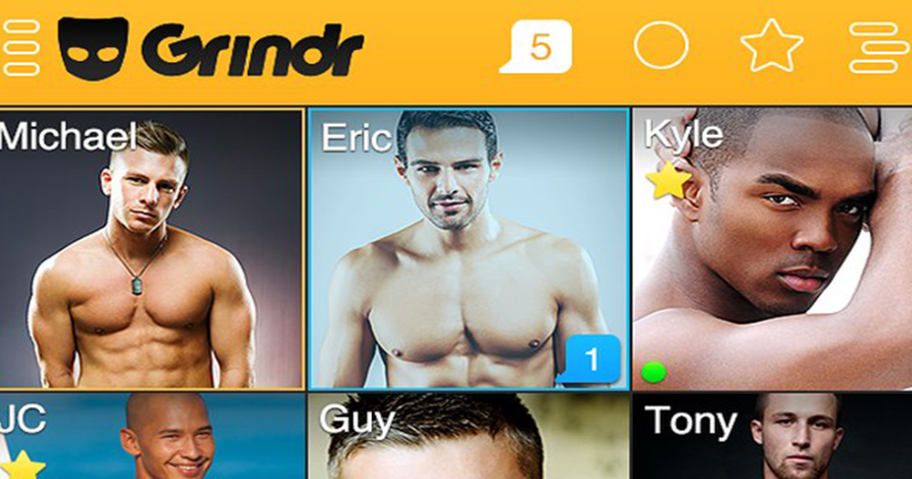 The homepage of the Grindr dating app sharing images of user's profile photos