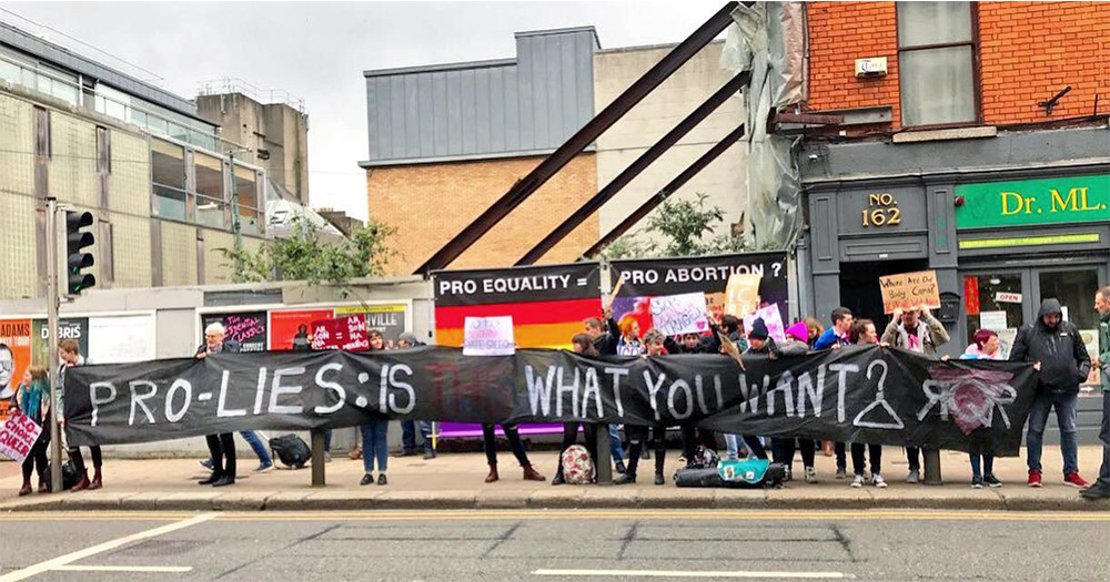 The group Radical Queers Resist counter protesting an anti-abortion group on Capel Street